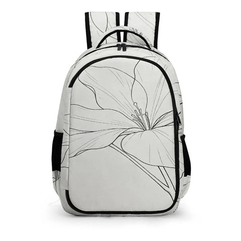 Floral Line Art Backpack With Printed Buds Unisex Dope Large Capacity Everyday Carry Durable Polyester
