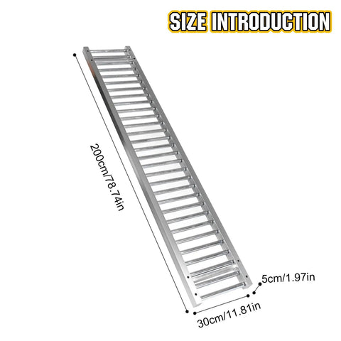 Stainless Steel Roller Conveyor Slide Foldable Portable Heavy Duty Industrial Gravity Transport Cart For Warehousing Logistics and Shipping Up To 440 Lbs, 200cm long, displaying size details.