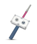 Heavy Duty Handheld Drill Powered Wire Puller, A Killer Tool For Professional Electricians, Automatic Cable Tugger tool view with blue rubber grip.