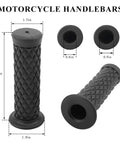 2 Pack Non Slip Motorcycle Hand Grips Open End Seven Eighths Inch Twenty One Millimeters Twenty Four Millimeters Fits Dirt Bike Scooter Motocross Vintage Soft Rubber Thruster Grips With Durable Soft Rubber For All Weather Riding, shown in black with diamond pattern grip.