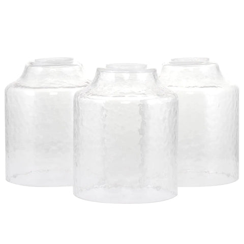 Set Of Three Hammered Cylinder Glass Shade Pendant Lights For Bathroom Vanity And Chandelier Upgrade In Modern Water Glass Design 6 Inch By 5 Inch Shades That Fit Threaded Medium Base Sockets Perfect For Any Home