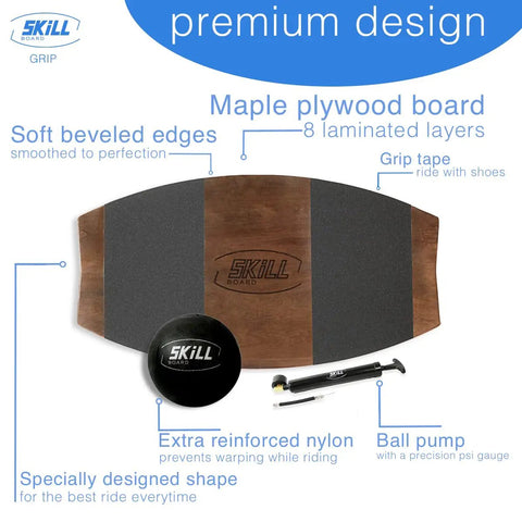 Wooden Balance Board For Adults With Inflatable Ball Wobble Board For All Sports Gym And Standing Desk Premium Balance Trainer Kit