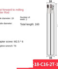 High Efficiency CNC Milling Cutter Rod For Deep Fast Feed And Superior Material Removal, 160mm long, 18mm blade diameter, 2 teeth.