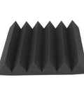 Premium Sound Absorbing Foam Acoustic Panels 12 Pack For Home Studio Recording Room Wall Tile, black triangular foam panel.