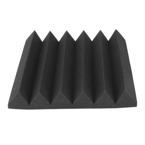 Premium Sound Absorbing Foam Acoustic Panels 12 Pack For Home Studio Recording Room Wall Tile, black triangular foam panel.
