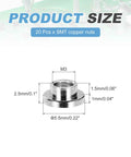 20 Pack M3 Weld Copper Nuts Featuring Nickel Finish And Dual Through Hole Design For Rock Solid PCB Boards And Tech Builds Delivering Top Shelf Conductivity And Built Tough Reliability, showing dimensions and design angles.