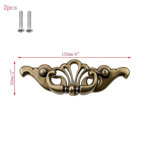 2-Pack 6 Inch Antique Drawer Pulls With 3.43 Inch Hole Spacing Hollow Pattern Zinc Alloy Decorative Cabinet Handles, screws included