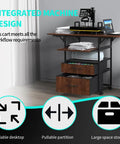 Mobile Heat Press Table With Pull Out Tray And Drawers, Heavy Duty 4 Tier Foldable Cart On Wheels, storage view