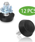 Heavy Duty 12 Pack Adjustable Furniture Levelers With M6 Thread Anti Wobble Feet To Kick Shaky Tables And Chairs Into Shape While Keeping Your Hardwood Floors Looking Fresh And Damage Free. Set of two furniture levelers in black with M6 threads.