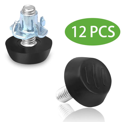 Heavy Duty 12 Pack Adjustable Furniture Levelers With M6 Thread Anti Wobble Feet To Kick Shaky Tables And Chairs Into Shape While Keeping Your Hardwood Floors Looking Fresh And Damage Free. Set of two furniture levelers in black with M6 threads.
