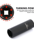 Beefy 12 Piece 3/8 Inch Drive Impact Socket Set With 6-Point SAE Deep Sockets CR-V Steel, Black Phosphate Finish shown in detail