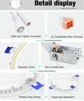 Detail view of 12 Pack 6 Inch Ultra Thin LED Recessed Lights With Junction Box 5000K Daylight 13W 120W Equivalent Canless Ceiling Wafer Dimmable 1080 Lumens ETL And Energy Star Certified Easy Install, featuring connectors, wire terminal, LEDs, and heat dissipation design.