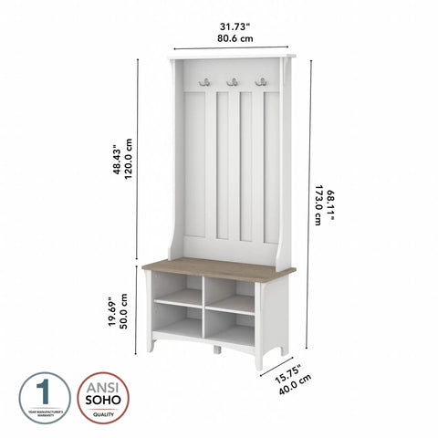 Salinas Hall Tree With Shoe Storage Bench In Shiplap Gray And Pure White Workhorse All In One Entryway Organizer dimensions