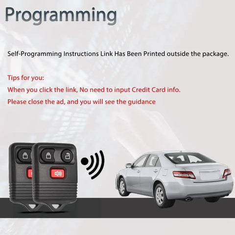 Programming advice for Replacement Ford Key Fob With Keyless Entry For F150 F250 F350 Explorer Expedition 1998 2016 Ranger Escape Edge