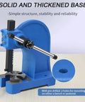 Heavy Duty 1 Ton Manual Arbor Press Straight Up Built Tough Rock Solid Cast Iron Punch Machine showing solid thickened base and mounting holes.