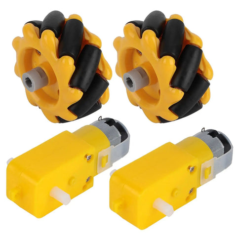 Omnidirectional Mecanum Wheel Set For Geared Motors Left And Right Robot Car Wheels With 48mm Rubber Coated ABS For DIY Projects