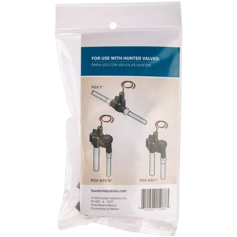 Packaging for 24V Sprinkler Valve Solenoid Replacement For Irrigation Valves with illustrations for PGV, ASV, HPV compatibility