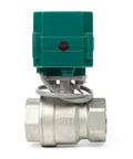Front view of One And One Quarter Inch Tough As Nails Motorized Ball Valve made from 304 stainless steel, featuring electric controls.