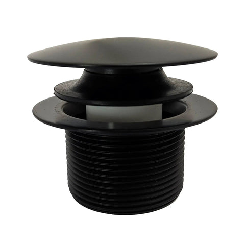 Coarse Thread One And A Half Inch NPSM Mushroom Tip Toe Bathtub Drain Stopper Matte Black With Full Coverage Cap