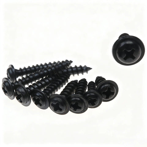 340 Piece Black Zinc Plated Self-Tapping Screw Set M3 To M4.8 For Metal Plastic And Wood, black screws close-up
