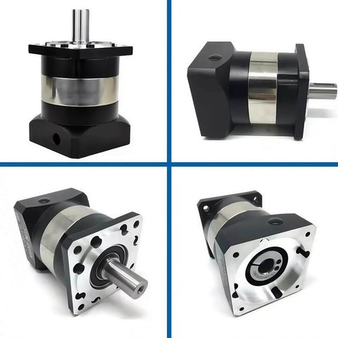 4 views of 5:1 Planetary Gearbox For Nema 34 Stepper Motor With 86mm Frame And 20mm Output Shaft Dual Input Shafts 14mm And 12.7mm