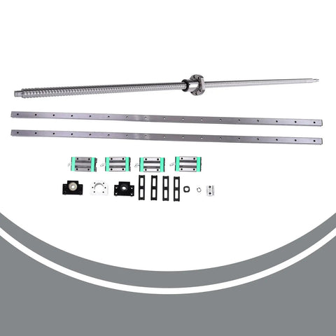 HGR20 1000mm Linear Guide With SFU1605 1000mm Ball Screw Kit Including BF12 BK12 End Supports components layout