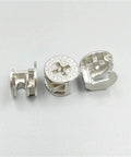 Fifty Piece Top Shelf Cam Lock Fittings No Sweat Furniture Connecting Hardware Set Rust Proof Cam Nuts for cabinet installation.