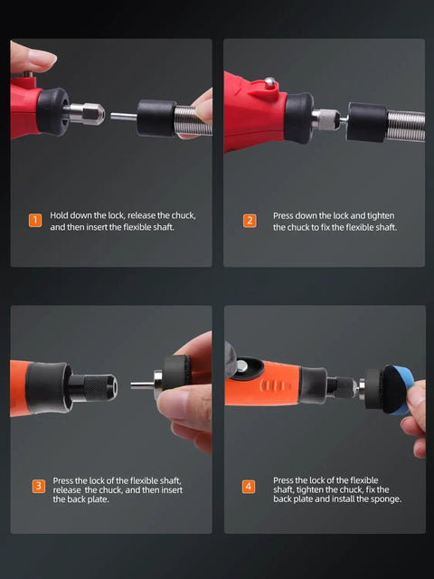 Handling instructions for 30Pcs Buffing And Polishing Pads Set For Tight Area Detailing Use With Rotary Tools And Cordless Drills Polisher.