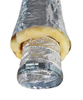 Close-up of 4 Inch Flexible Aluminum Ducting Hose With Insulation R-4.2 For Heavy Duty HVAC And Exhaust Ductwork, clamped