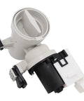 Washer Drain Pump Motor Assembly Replacement For WFW9550WW00 Washing Machine Fits WPW10730972, side view of white and black pump