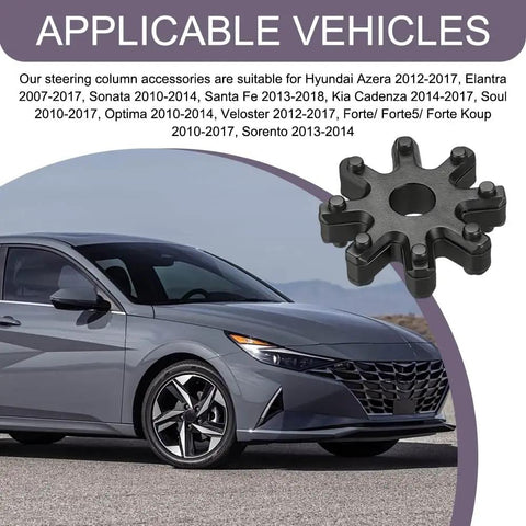 Top Tier Flexible Steering Coupler Cross Shaft Replacement With Rock Solid Fitment And Smooth Cruise Feel For Daily Drivers Road Ready Auto Shop Grade Parts 563152K000FFF next to a modern gray car.