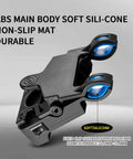 Dead Center Bike Laser Calibrator Rechargeable Wheel Handlebar Alignment Tool With Bang On Half Millimeter Precision Waterproof Build For Road Mountain Folding Cycles showing soft silicone non-slip mat and durable ABS main body.