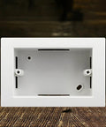 Front view of a white DIY Friendly Electrical Terminal Box Enclosure For US Style Junctions with Quick Install design