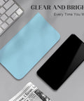 Navona 30-pack microfiber glasses cleaning cloths; light-blue cloth shown beside a smartphone and keyboard