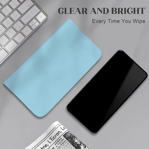 Navona 30-pack microfiber glasses cleaning cloths; light-blue cloth shown beside a smartphone and keyboard