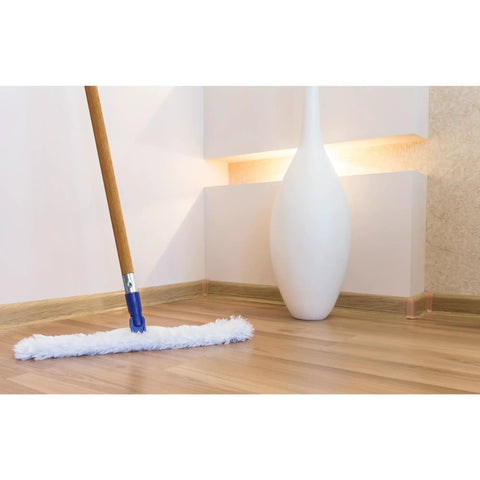 Badass Heavy Duty 54 Inch Replacement Wood Broom Handle With Threaded Metal Tip And Smooth Lacquer Commercial Grade cleaning hard wood floors.