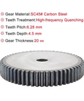 Gear Pinion And Flat Gear Set For Tough As Nails Heavy Duty Machinery 2M70T Through 2M78T Teeth High Frequency Quenched Low Carbon Steel 20mm Height 16mm Bore Quiet Running Low Vibration Easy To Clean And Maintain, showing SC45# carbon steel gear with detailed specifications