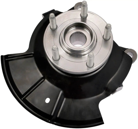 Premium Heavy Duty Front Right Wheel Bearing And Hub Assembly Loaded Knuckle for 2011-2015 Ford Edge top view with steel and aluminum parts.