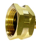 Brass Garden Hose Connector Swivel Fitting Three Eighth Inch Barb To Three Quarter Inch Female GHT Thread With Rubber Washer No-Fuss Quick-Connect Hose Fittings Leak-Free Durable Two-Pack, brass close-up