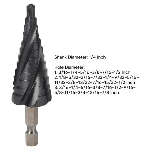 Heavy Duty Step Drill Bits With 4 Spiral Flutes Made From M35 Cobalt for Smoother Drilling In Metal Wood And Plastic With Quick Size Removal For Stainless Steel And Aluminum Jobs, 1/4-inch shank