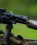 LH8 V2 Weapon Light Head Potted 5700K, 128000 CD, 1650 LM, mounted on tactical rifle, compatible with W65, W35, Surefire M600DF.
