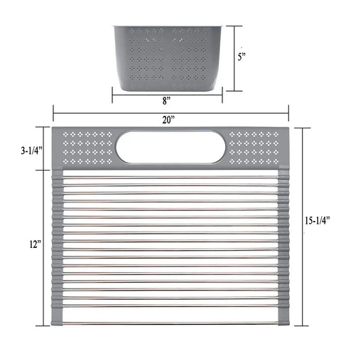 Dimensions of dish rack accessory for Single Bowl Stainless Steel Kitchen Sink 25 By 22 By 9 Inches Top Mount Drop In With Strainer