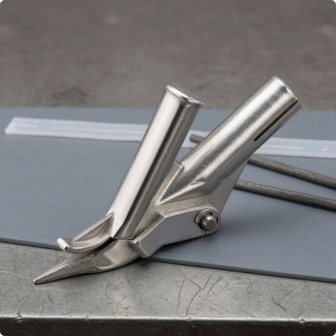 Pro Grade Stainless Steel Torch Nozzle With Side Clamp Screw For Welding And Heat Fusion Tasks 5mm Round Hole Dual Purpose Air Jet Attachment For Repair And Fabrication N011 5mm, showing side view and clamp detail.
