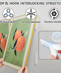Heavy Duty Picture Hanging Strips No Drill Hassle Damage Free Wall Mounts Reusable Adhesive Tape with interlocking loop and hook design.