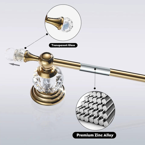 Crystal Gold Toilet Paper Holder For Modern Bathrooms Wall Mounted Zinc Alloy Tissue Hanger Big Roll Compatible Dope Gold Finish