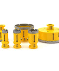 HIGHDRIL 6-piece diamond core drill bit set, yellow vacuum-brazed bits for porcelain/tile/stone, 20/25/35/50/75/100mm