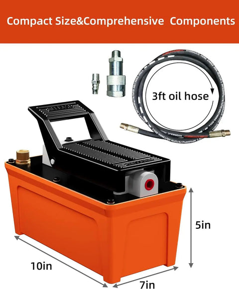 Heavy Duty Air Hydraulic Foot Pump Handling 10000 Psi Pressure Without Breaking A Sweat Includes Hose And Spray Gun For Quick Auto Body Repairs And Rigging Grunt Work