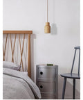 Wood LED Pendant Light Dining Room Furniture Hanging Light Restaurant Walnut Indoor Lights Beside GU10 LED over bedside table.