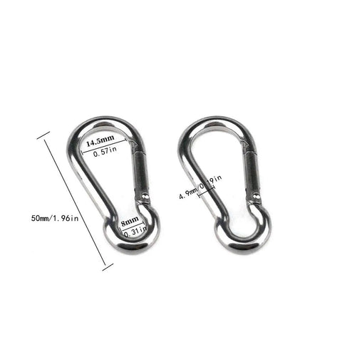 Two Pack Built Tough 304 Stainless Steel Single Pulley Block M15 For Wire Rope Cranes, 360 Degree Rotation, 80 Lb Load Capacity, Hanging Wire Towing Wheel With Spring Snap Hooks. 304 stainless spring snap hooks, 50mm