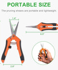 Ultra Sharp Pruning Shears For Gardening With Spring Loaded Mechanism Stainless Steel Precision Blades 6.5 Inch
